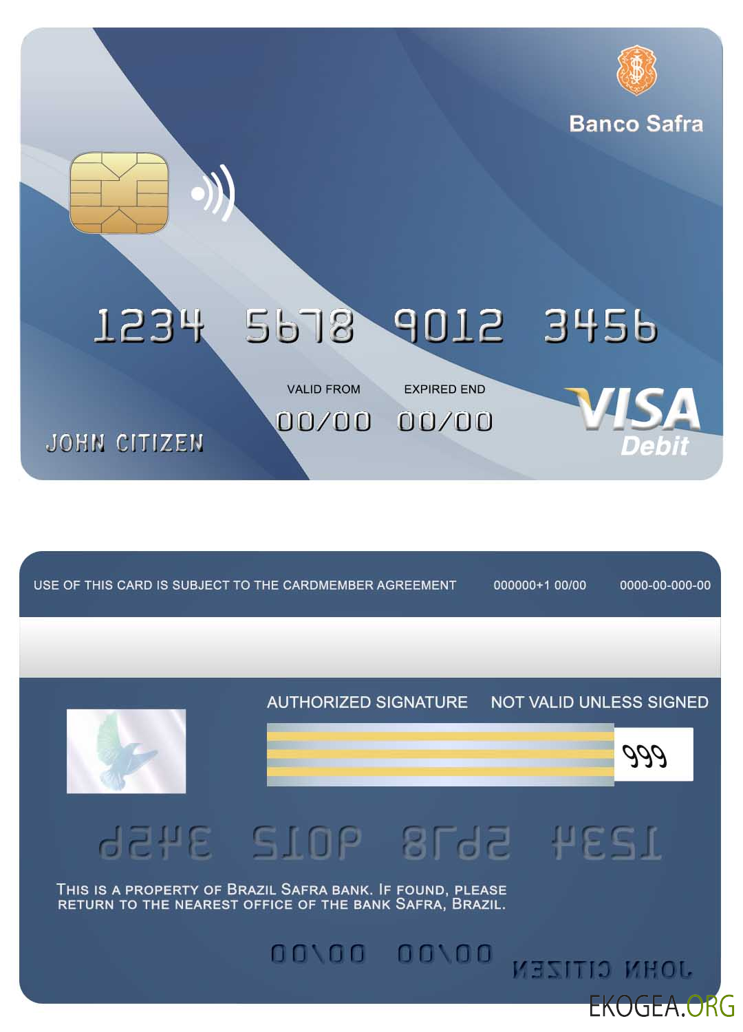 Carte visa de la banque Safra au Brésil